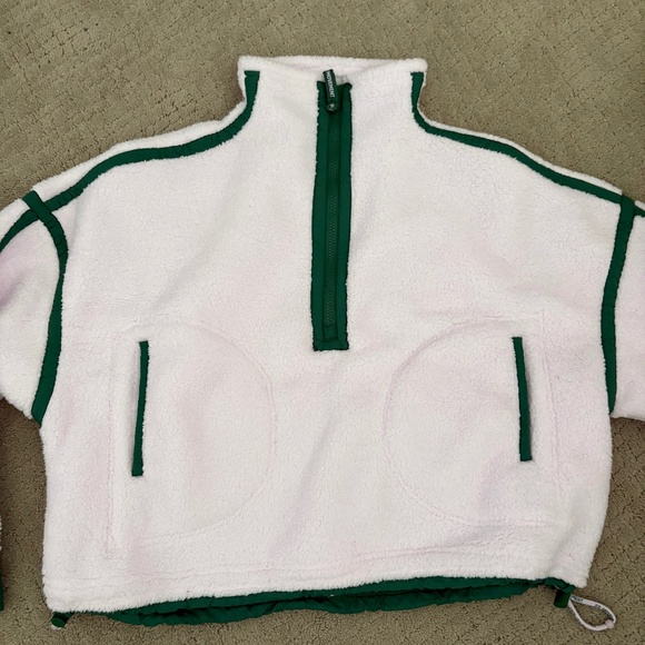 Free People Jackets & Blazers - Free People FP Movement Hit The Slopes Fleece Jacket – Pink & Green | NWT